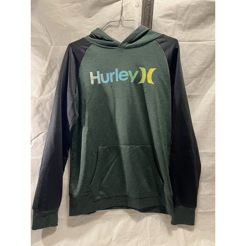 Hurley Boys Green Lightweight H2O DRI Logo Hoodie Sweatshirt Size XL 18/20